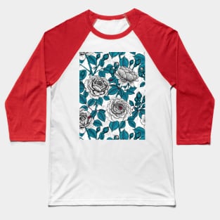 White roses and ladybugs Baseball T-Shirt